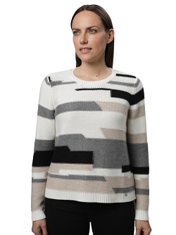 GolleHaug Pullover mit Rundhals und Streifenmuster  02521-11126